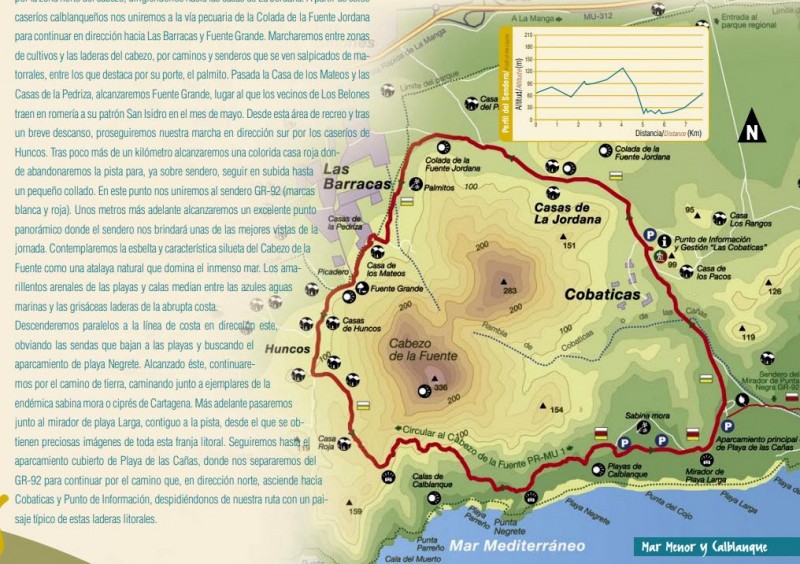 The PR-MU 1 walking route on Cabezo de la Fuente in the regional park of Calblanque