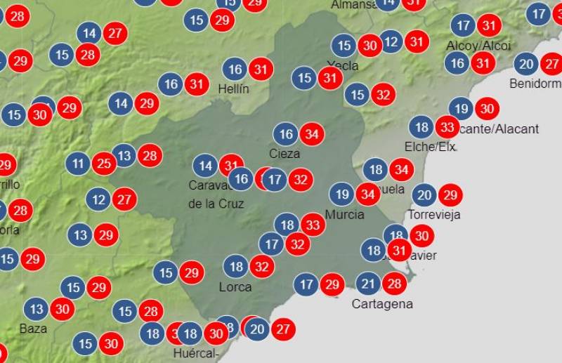 Murcia weekend weather forecast October 3-6