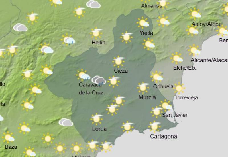 When and where rain is forecast in Murcia this week: Weather outlook December 2-8