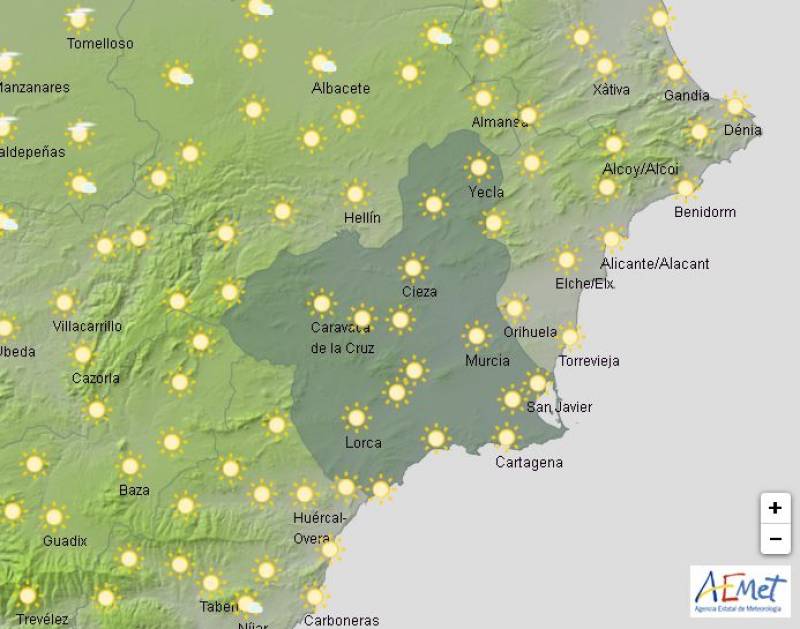 Scattered showers and climbing temperatures: Murcia weather forecast January 2-5