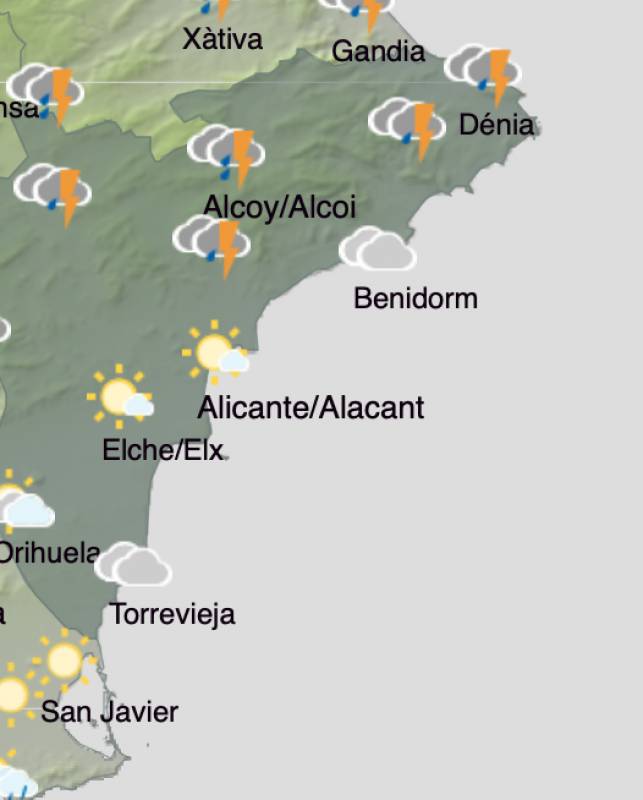 Alicante weather forecast January 16-19: Thunderstorms strike this weekend