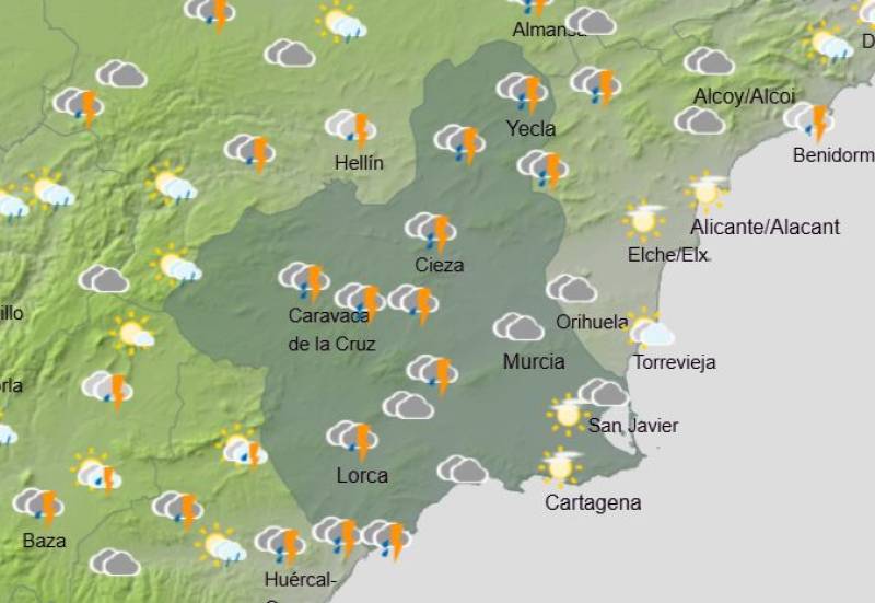 Rain and storms in Murcia this weekend: Weather forecast May 8-11