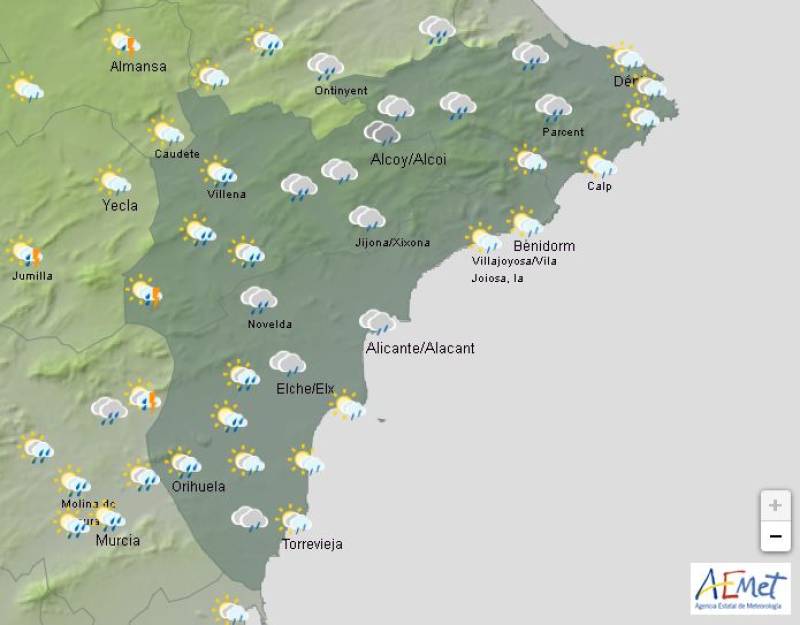Alicante weather forecast May 12-15: Clouds, rain and thunder