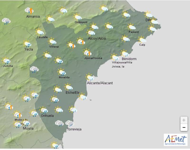 Alicante weather forecast May 12-15: Clouds, rain and thunder