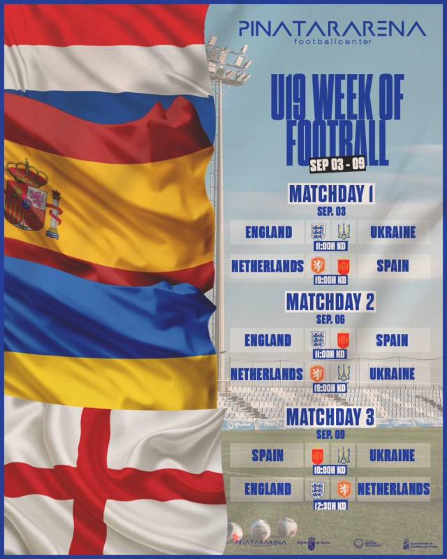 September 3, 6 & 9 International Men's U19 friendly tournament in San Pedro del Pinatar