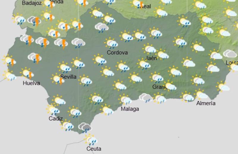 Andalucía weekend weather forecast November 13-16: Showers, storms and cooler temperatures approaching