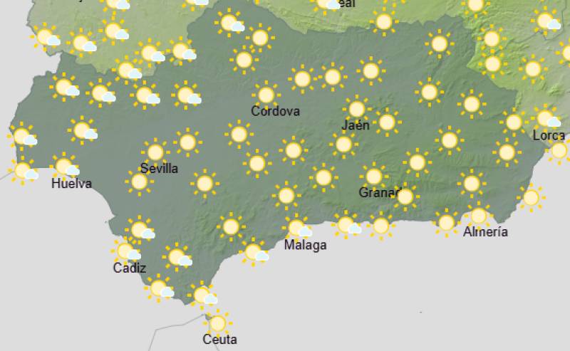 Andalucía weekly weather forecast March 30-April 2: Milder days, sunshine and a few clouds