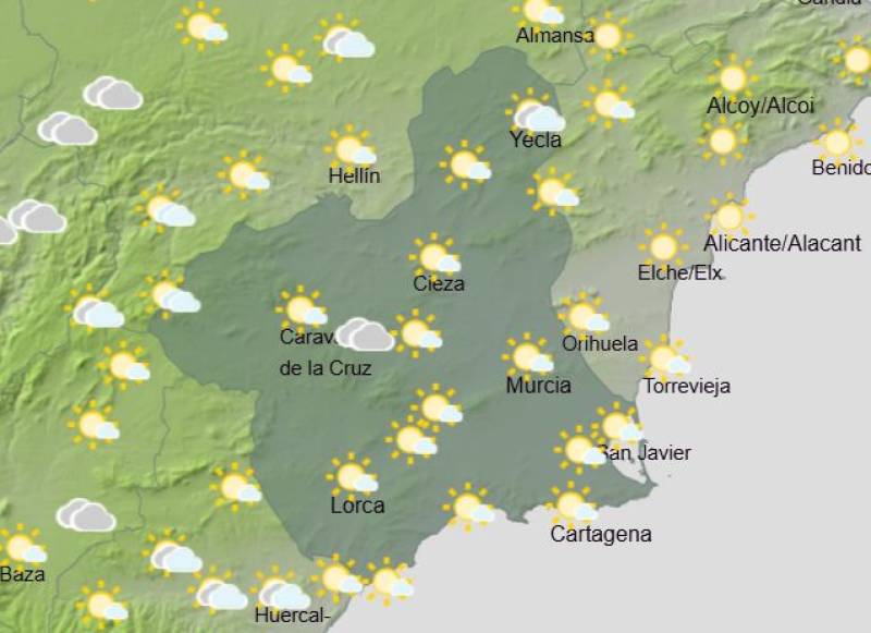 Murcia weekly weather forecast April 13-16: Dry and getting hotter