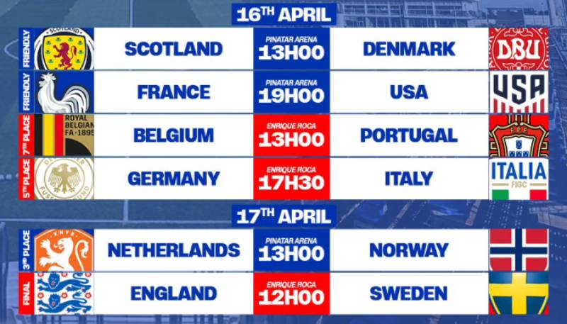Upcoming matches at Pinatar Arena and Enrique Roca stadium for WU23 Friendly Finals