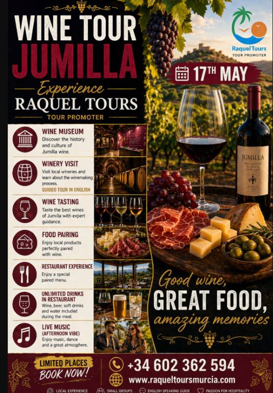 May 17 Explore Jumilla's famous wine country with a Raquel Tours guided experience