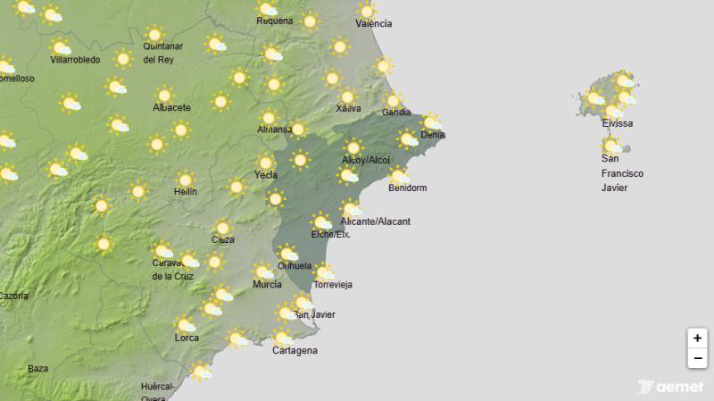 Mostly sunny weather with a chance of thunderstorms: Alicante weekend weather forecast May 14-17